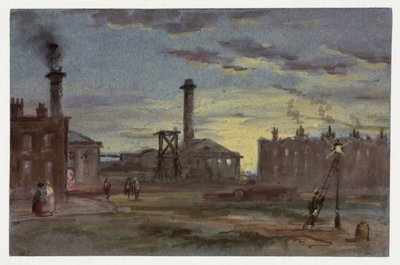Gaswerk bei Sonnenuntergang, ca. 1850 von Samuel attr. to Bough